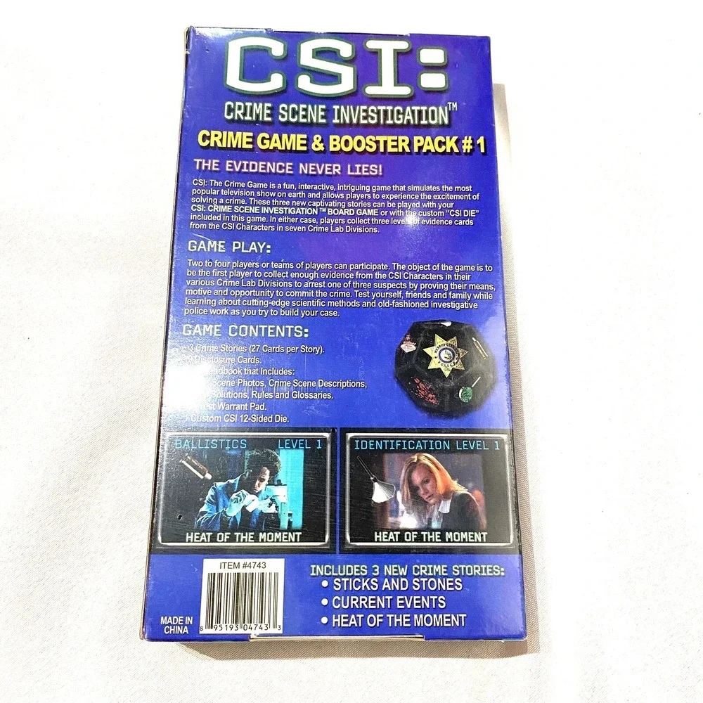CSI crime scene investigation CRIME GAME & BOOSTER PACK #1